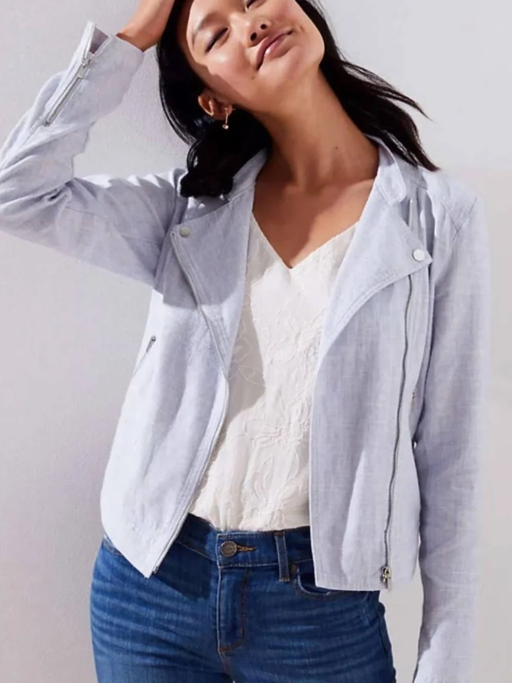 Loft Linen Moto Jacket Size L - Picture 1 of 4